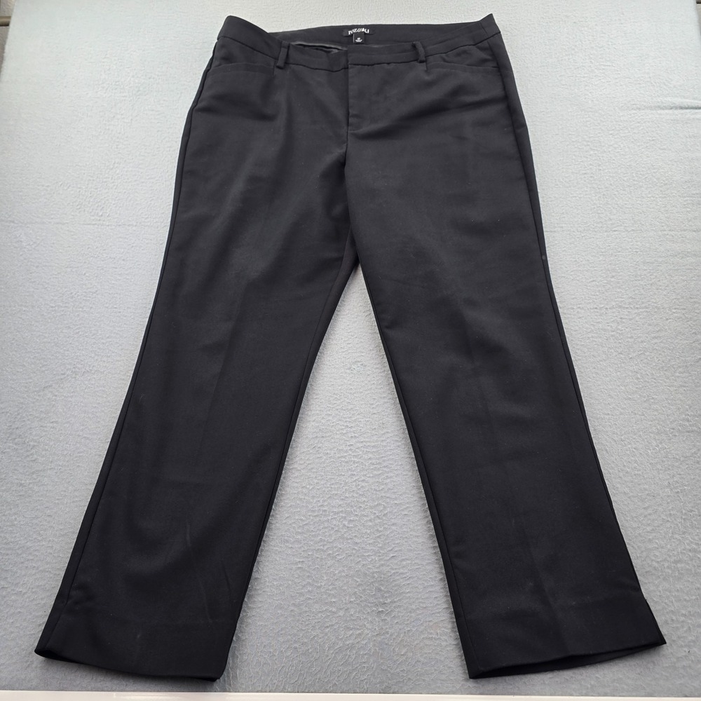 Roz & Ali Dress Pants Women 12 Black Cotton Stretch Mid Rise Straight Leg Office